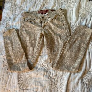 Lucky Brand Beige Patterned Jeans